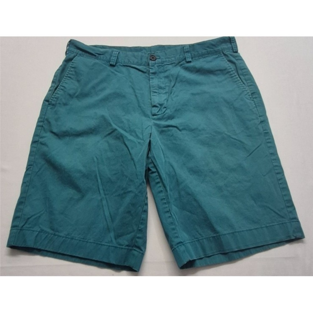 Brooks Brothers 346 men's green‎ chino shorts sz. 36 flat front 100% Cotton